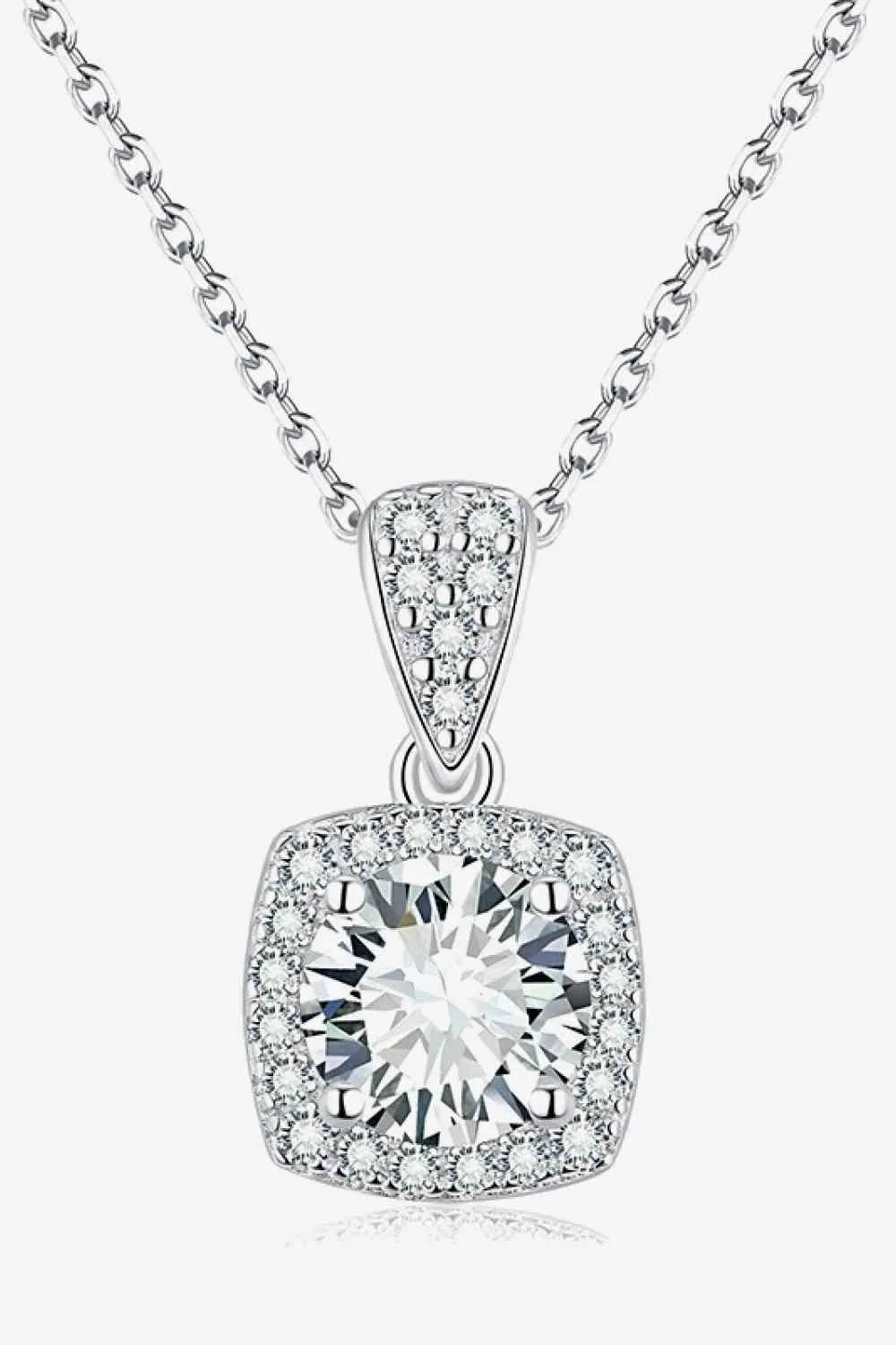 1 Carat Moissanite Square Pendant Necklace