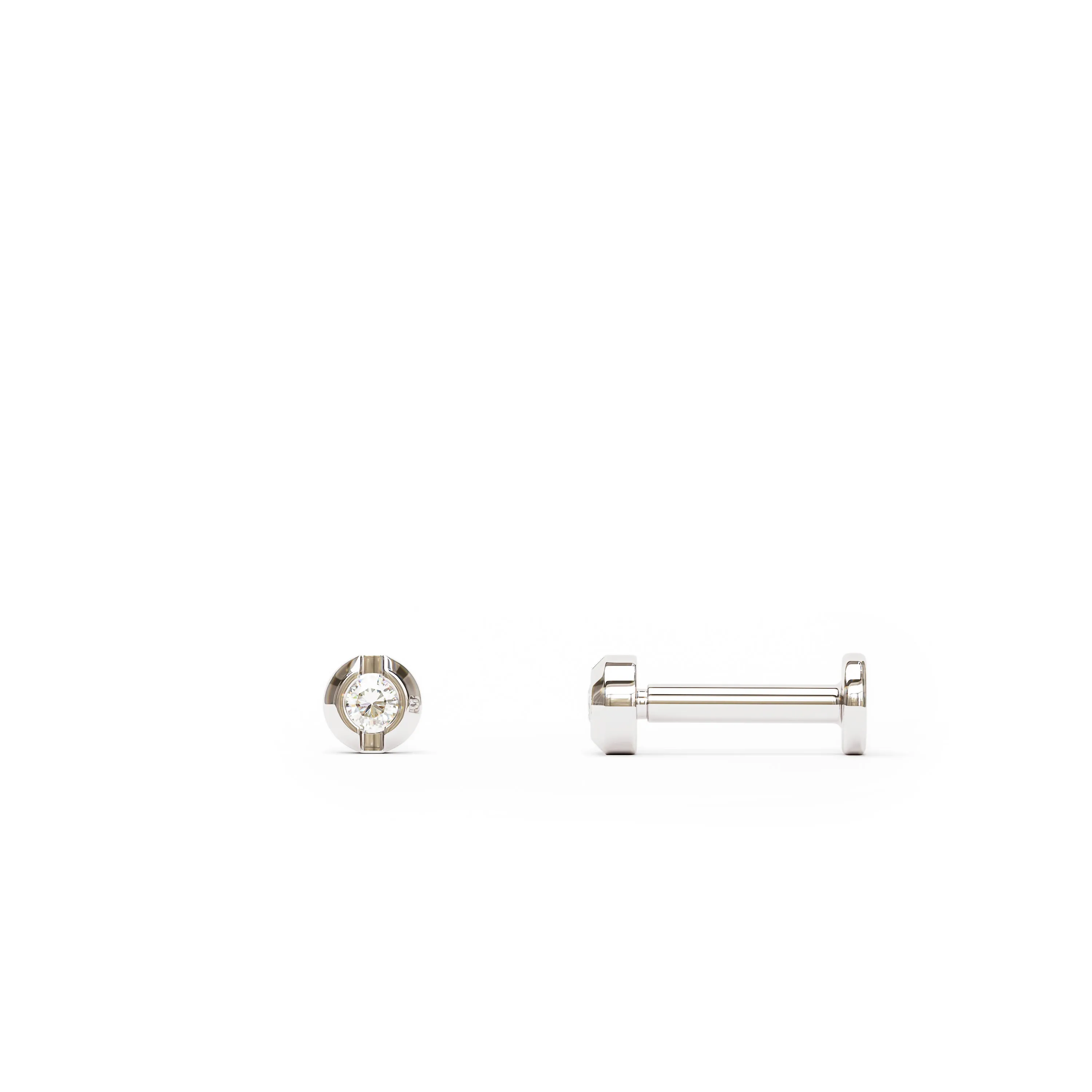 14K Gold Bezel-Set Diamond Solitaire Stud