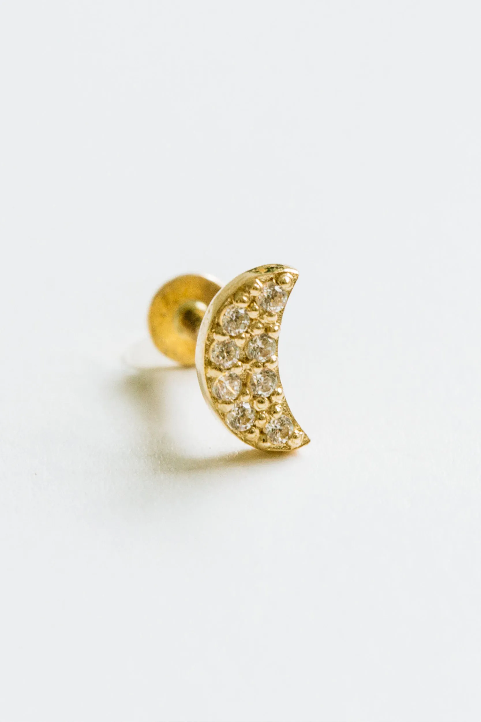 14k Gold Cartilage Cubic Moon Internally Internal Threaded Labret