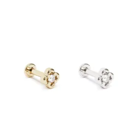 14K Gold Diamond Floral Stud