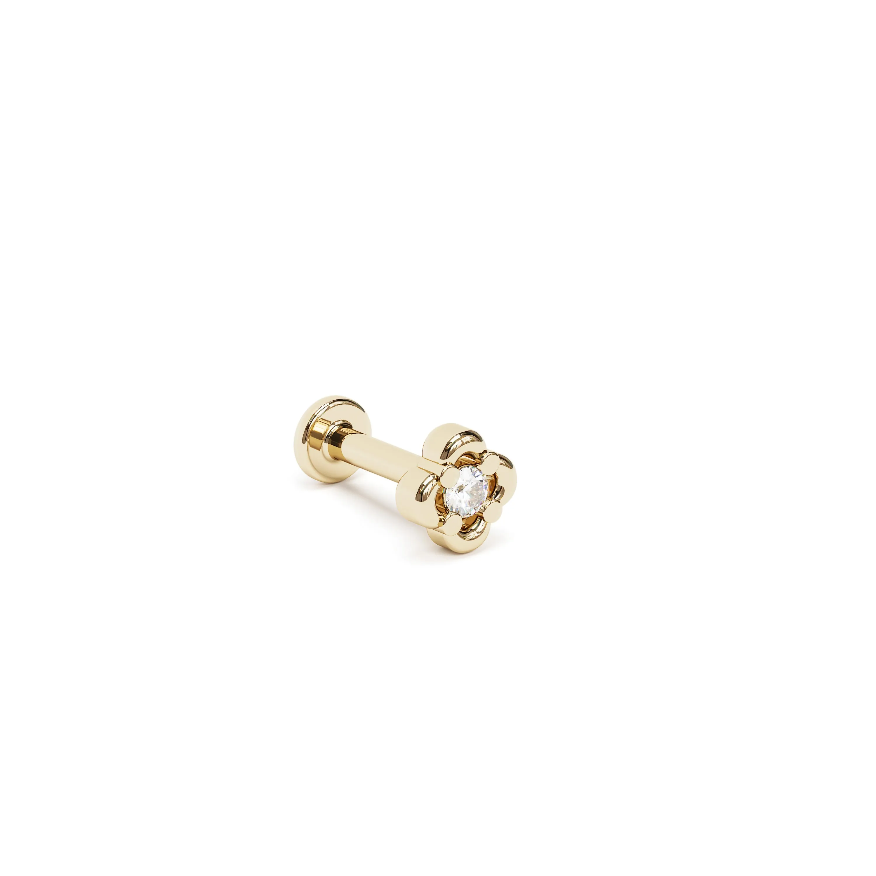 14K Gold Diamond Floral Stud