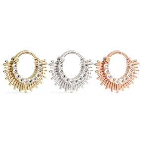 14K Gold Diamond Sunburst Septum Hoop