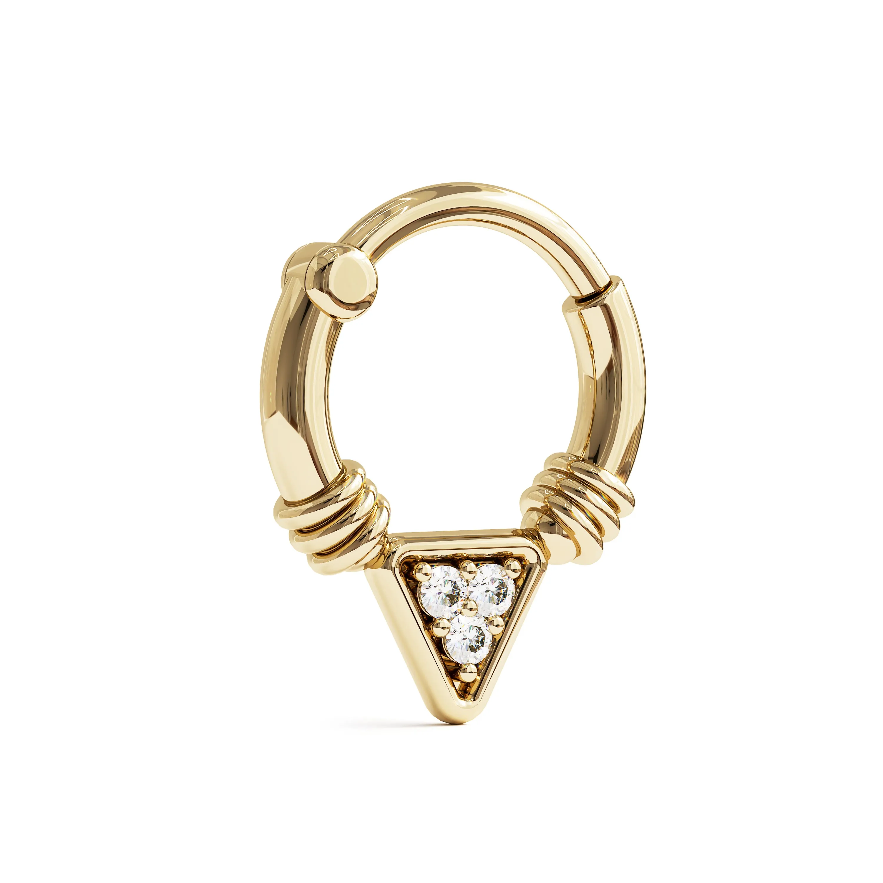 14K Gold Diamond Triangle Helix Hoop