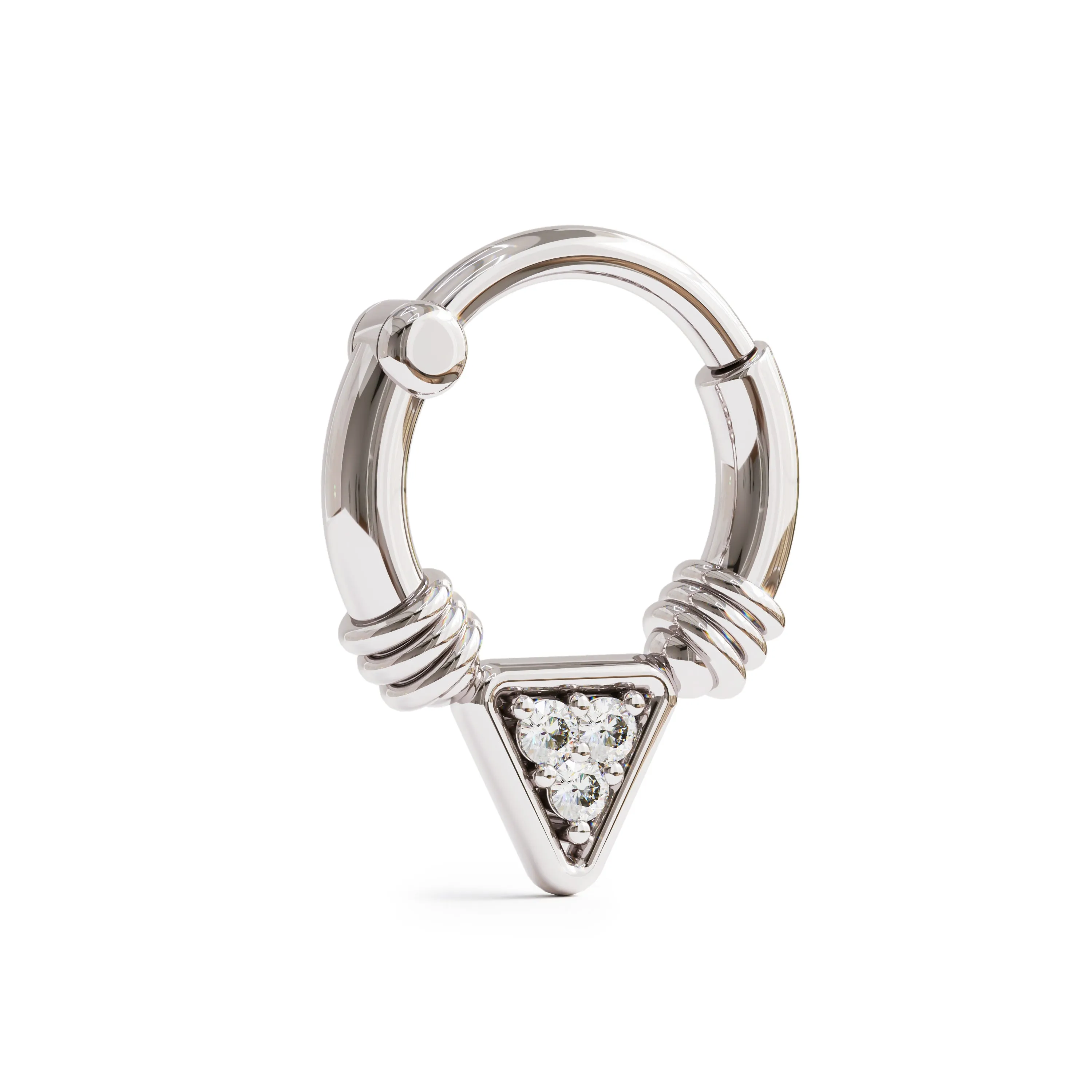 14K Gold Diamond Triangle Helix Hoop