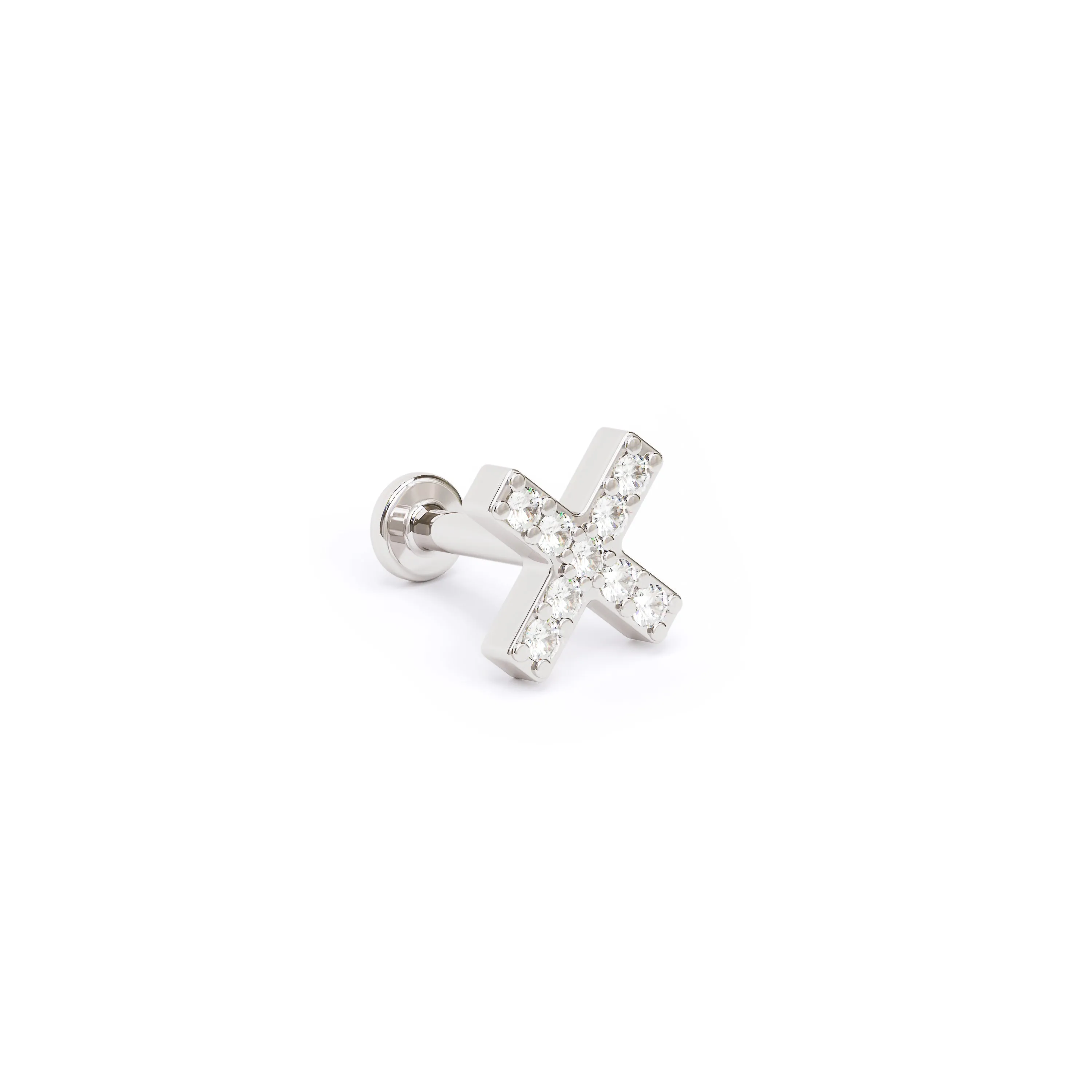 14K Gold Diamond X Stud