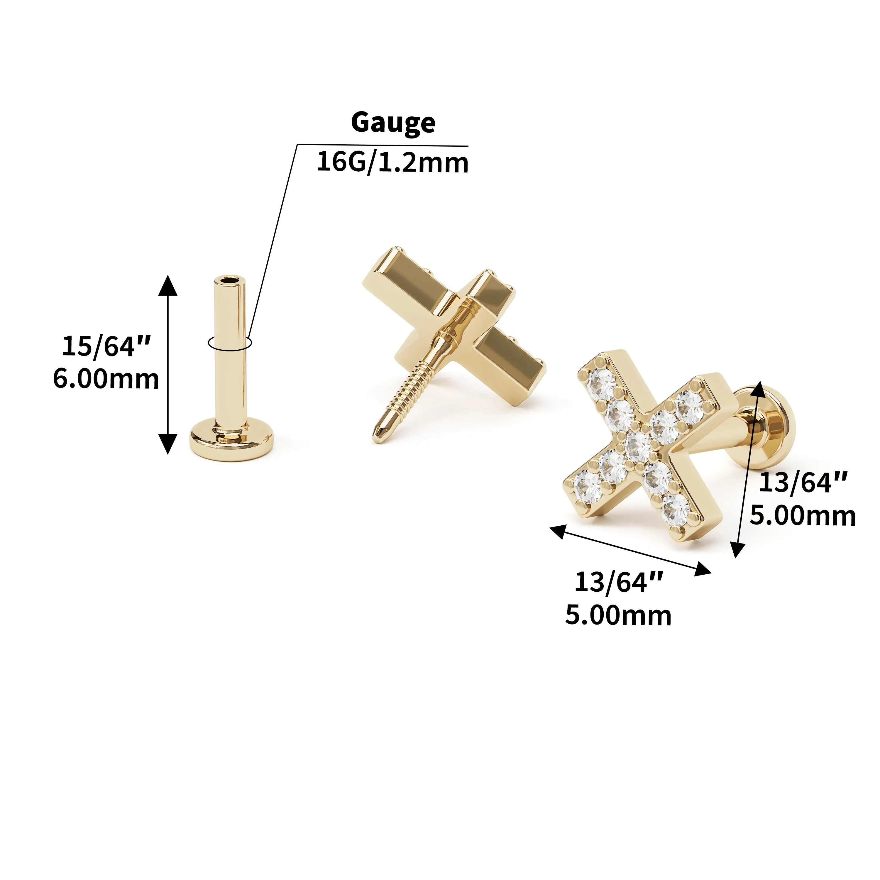 14K Gold Diamond X Stud