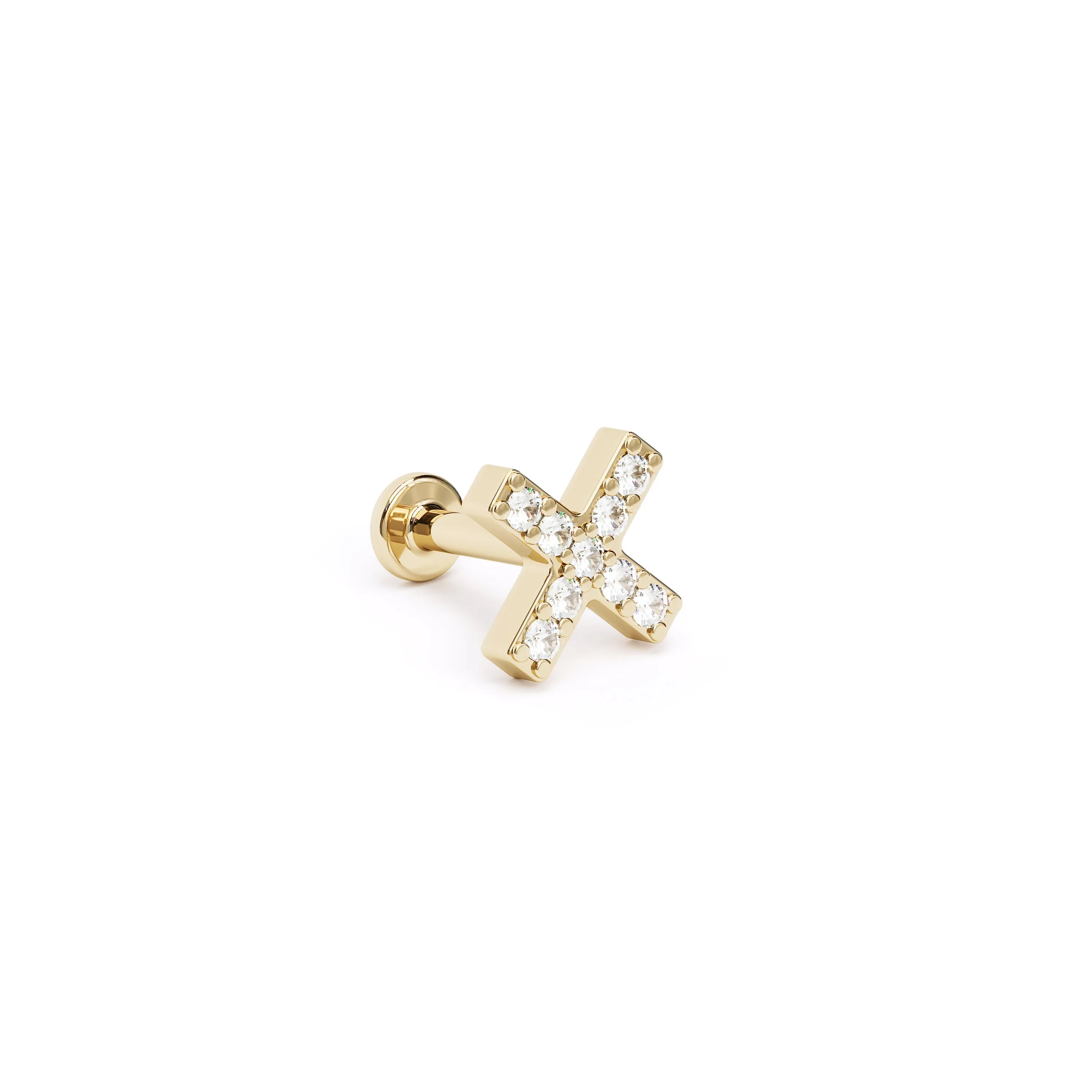 14K Gold Diamond X Stud