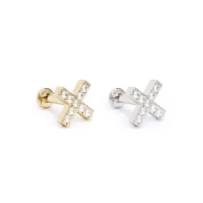 14K Gold Diamond X Stud