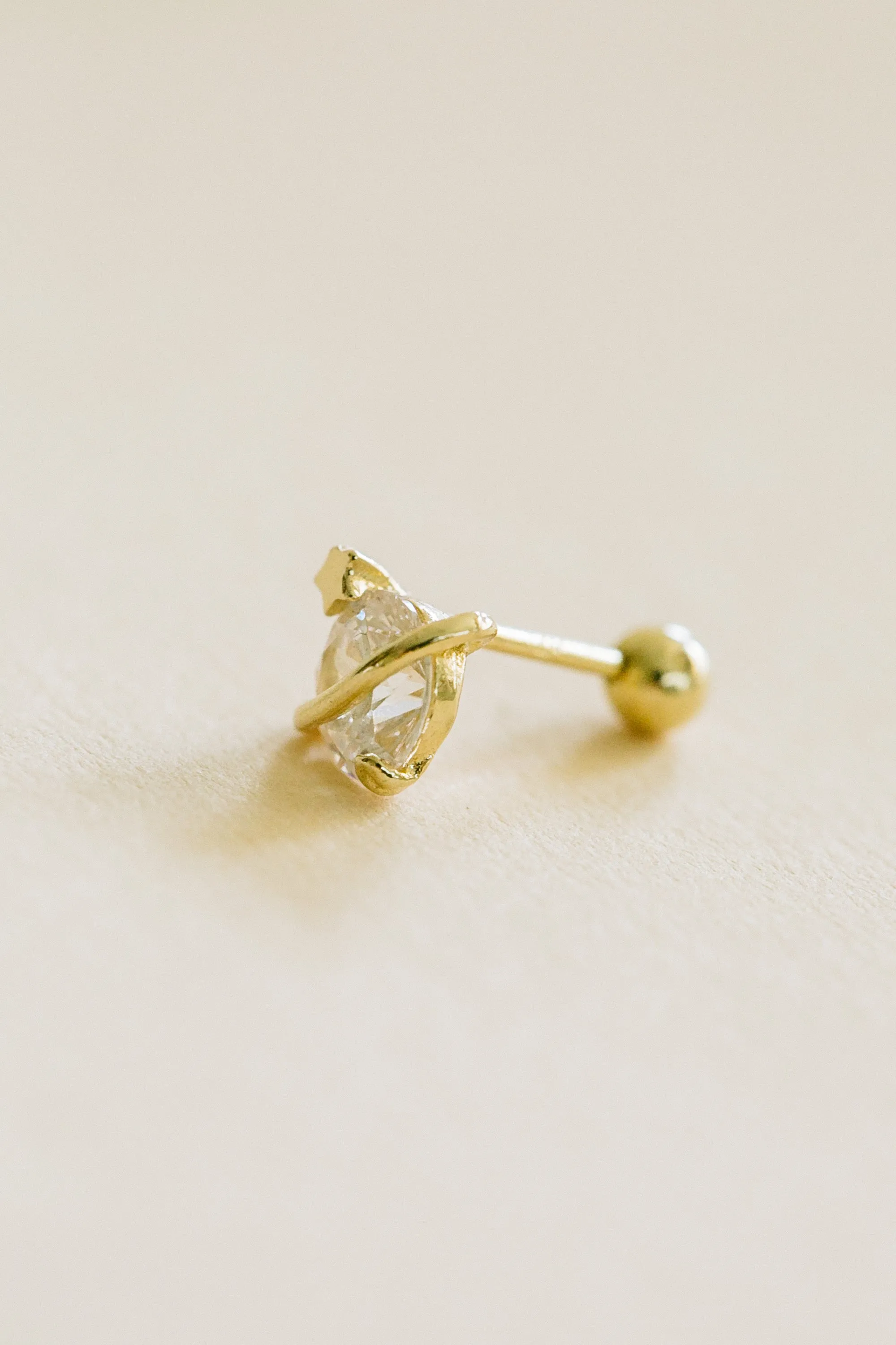 14k Gold Jewelry Minimalist Saturn Star Cz Barbell Barbells Ears Stud Piercing