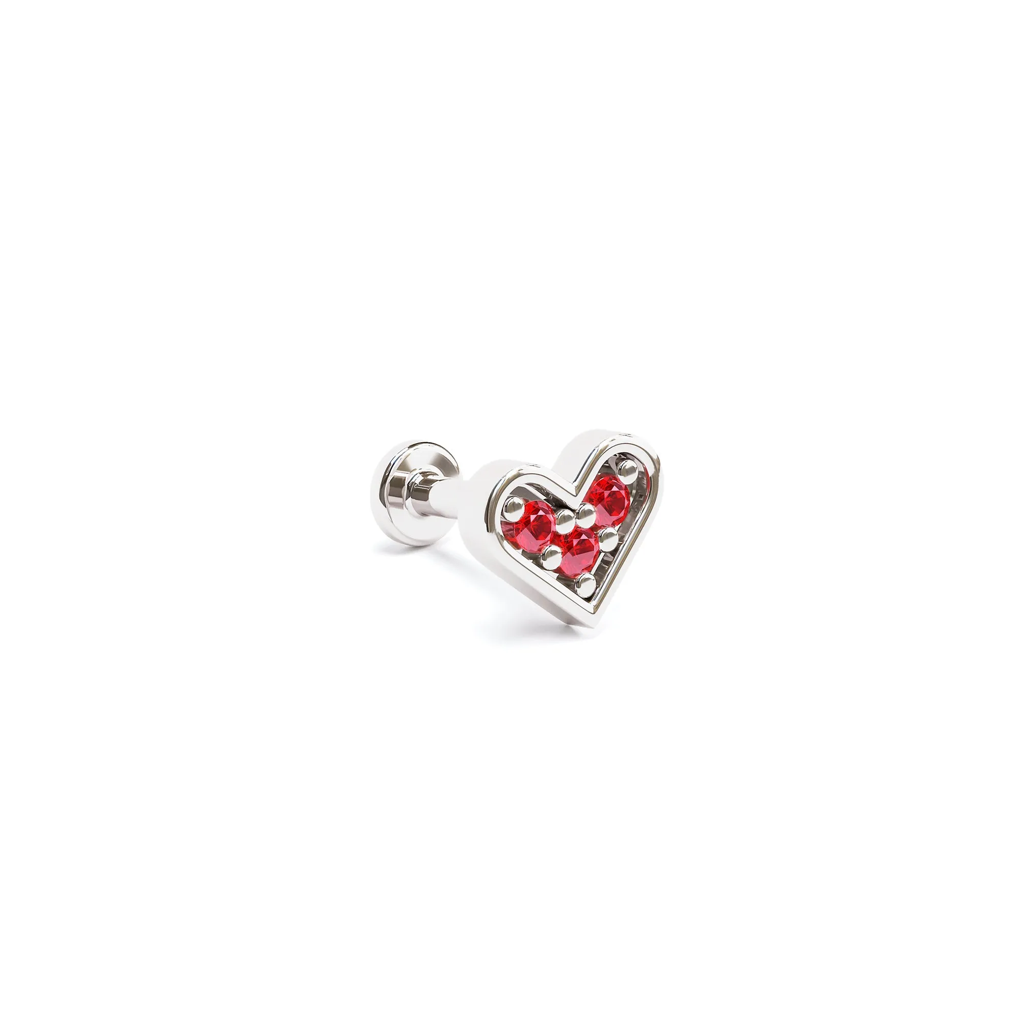 14K Gold Ruby Heart Stud