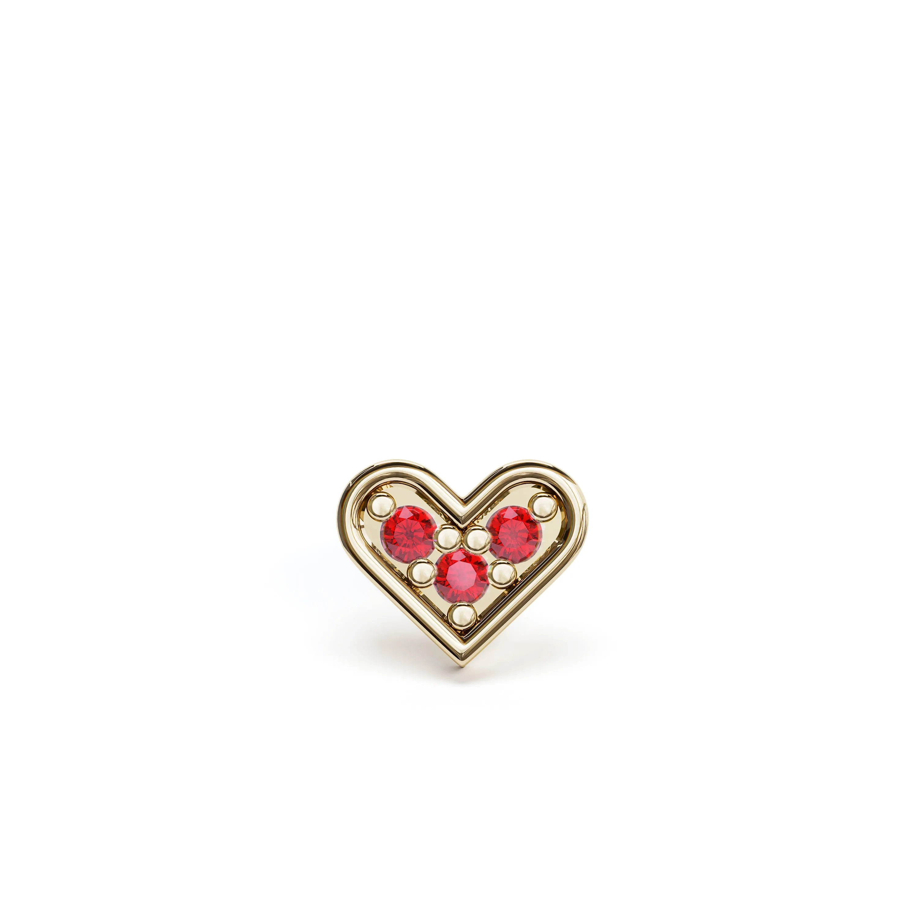 14K Gold Ruby Heart Stud