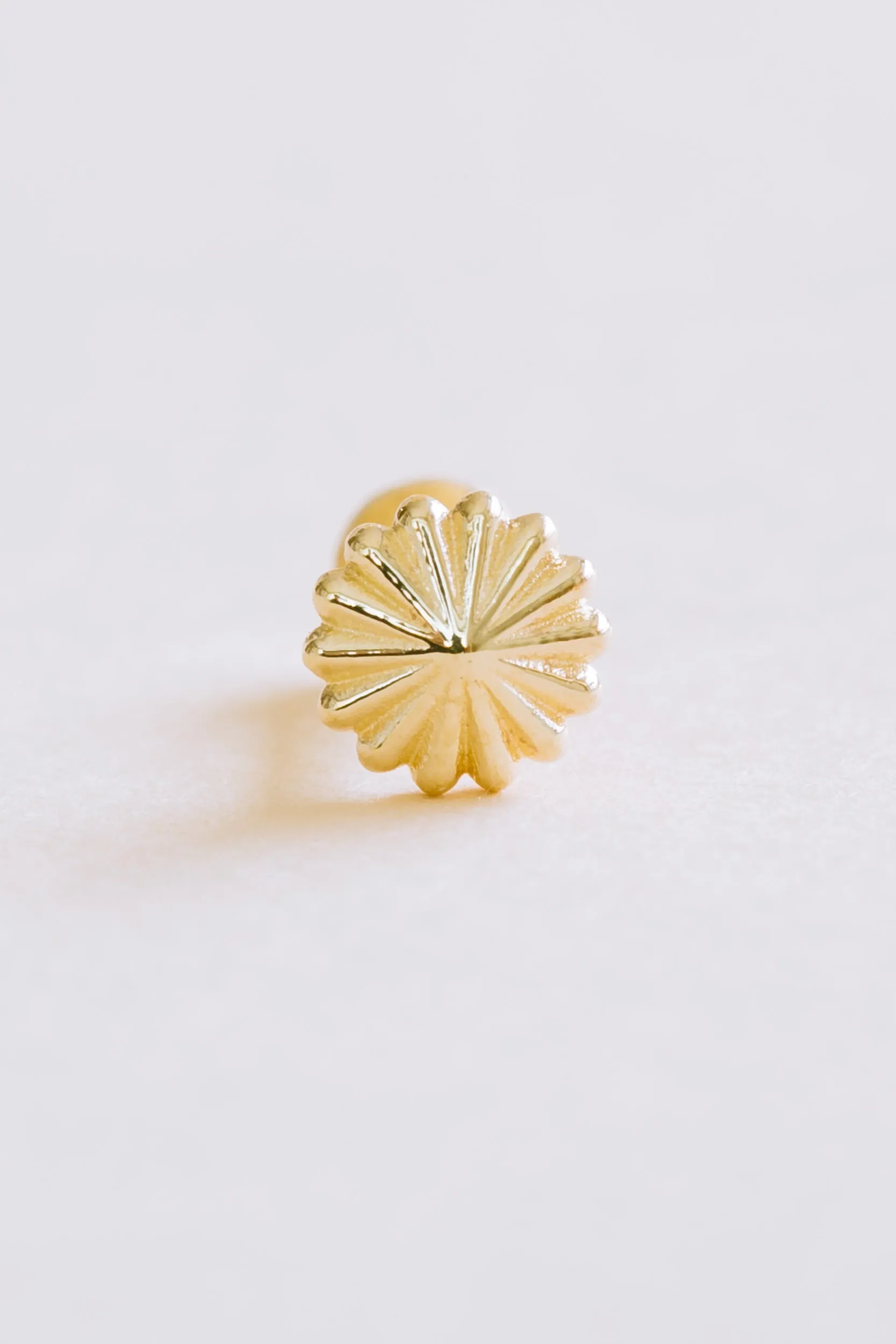 14K Solid Gold Cartilage Delicate Japanese Flower Internally Internal Threaded Earring Labret