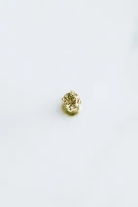 14K Solid Gold Genuine Cognac diamond 4 Prong Internally threaded Flat Back Labret Earring