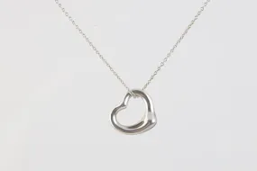 16" Tiffany & Co. 925 Silver Elsa Peretti Open Heart Pendant Necklace (3.30g.)