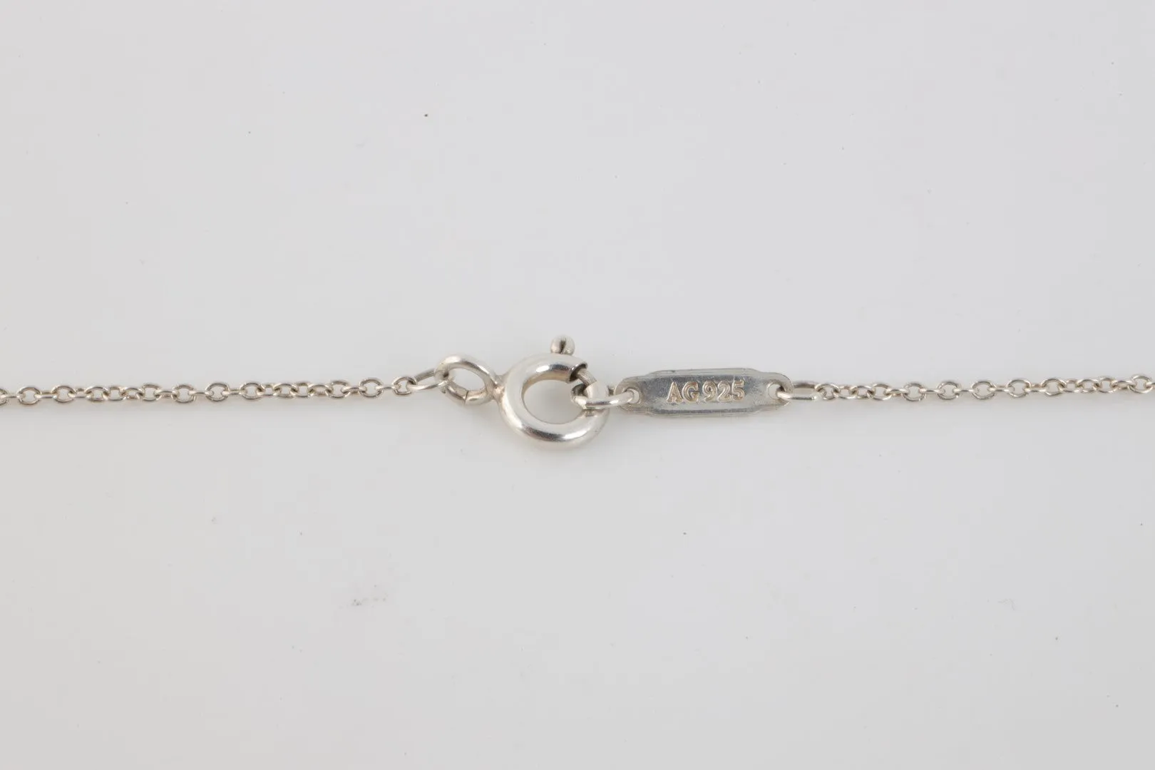 18'' Tiffany & Co. 925 Silver Heart Tag Rubedo Key Necklace (7.21g.)