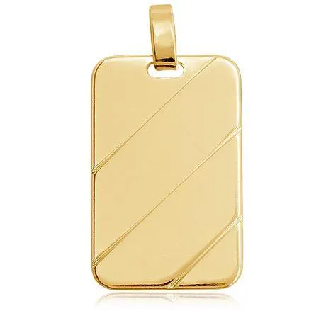 18k Gold Filled Luxury Tag Plate Rectangle Pendant Unisex