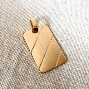 18k Gold Filled Luxury Tag Plate Rectangle Pendant Unisex