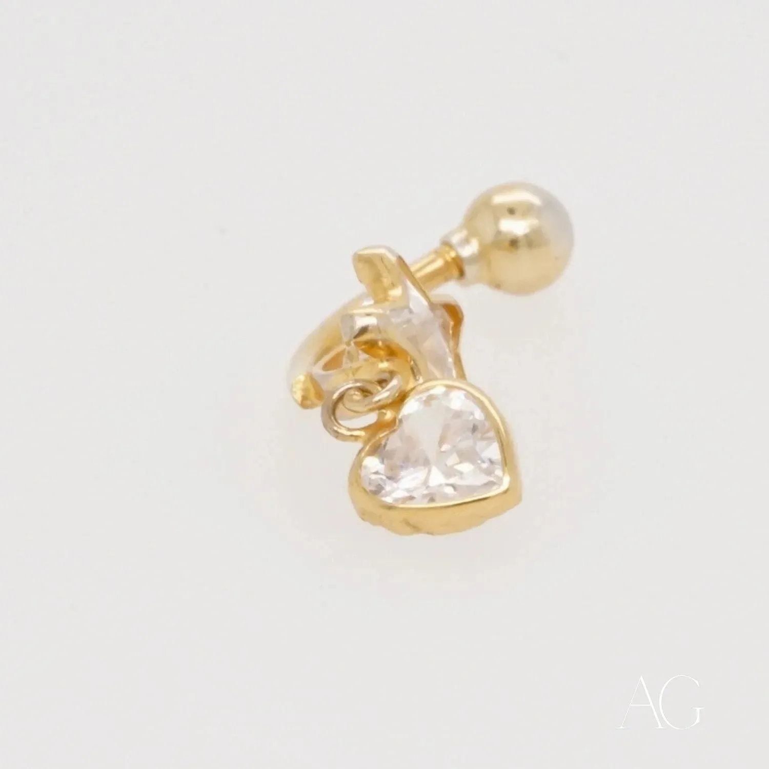 18k Gold Star and Heart Bellybutton Piercing