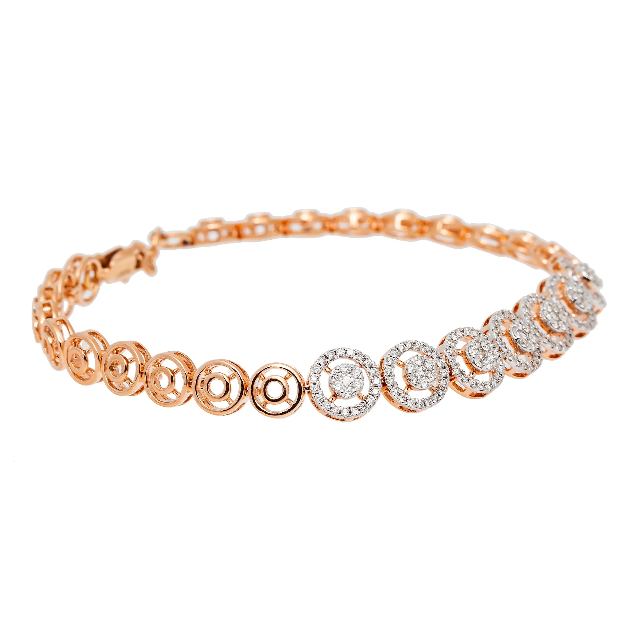 18K Rose Gold & 0.89ct Diamond Bracelet (13.5gm)