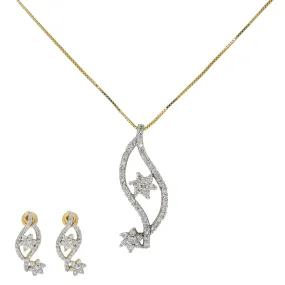 18K Yellow & White Gold Diamond Pendant Set (5.1gm)