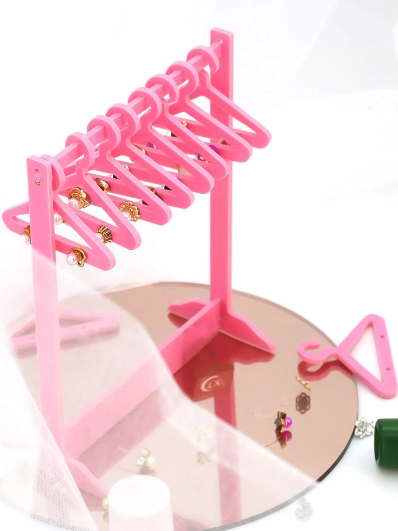 1pc Acrylic Jewelry Storage Rack,Coat Hanger Shaped Solid Cute Jewelry Organizer,Jewelry Display Stand For Earring,Necklace