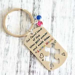 1PC Autism Puzzle Charm Keychain Awareness Key Ring Gifts Keychains Puzzle Piece Keyring Keepsake Gift for Her Him