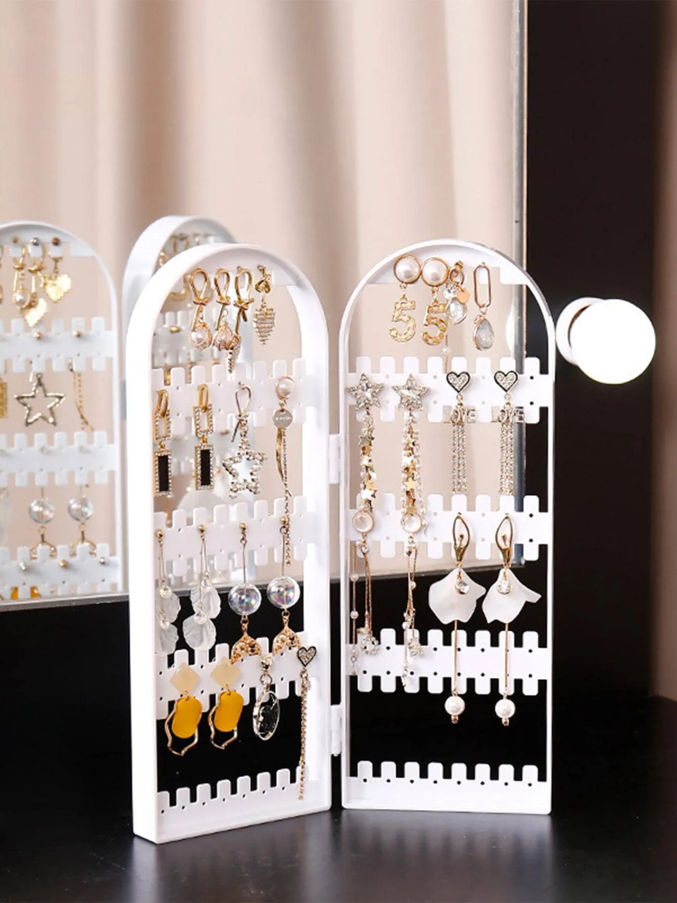 1pc Plastic Jewelry Storage Rack, Clear Foldable Jewelry Tower Stand For Home