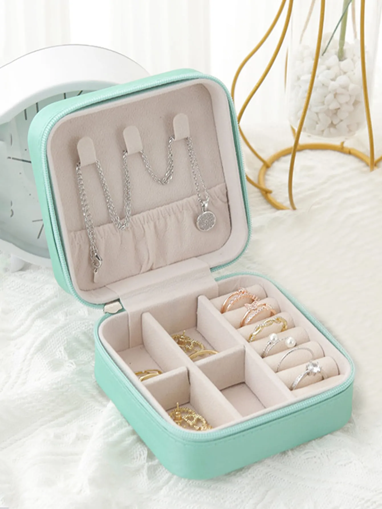 1pc Portable Jewelry Storage Box, Simple Small Jewelry Organizer For Outdoor