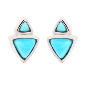 2-Stone Triangle Turquoise Earrings