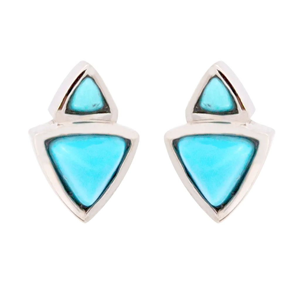 2-Stone Triangle Turquoise Earrings