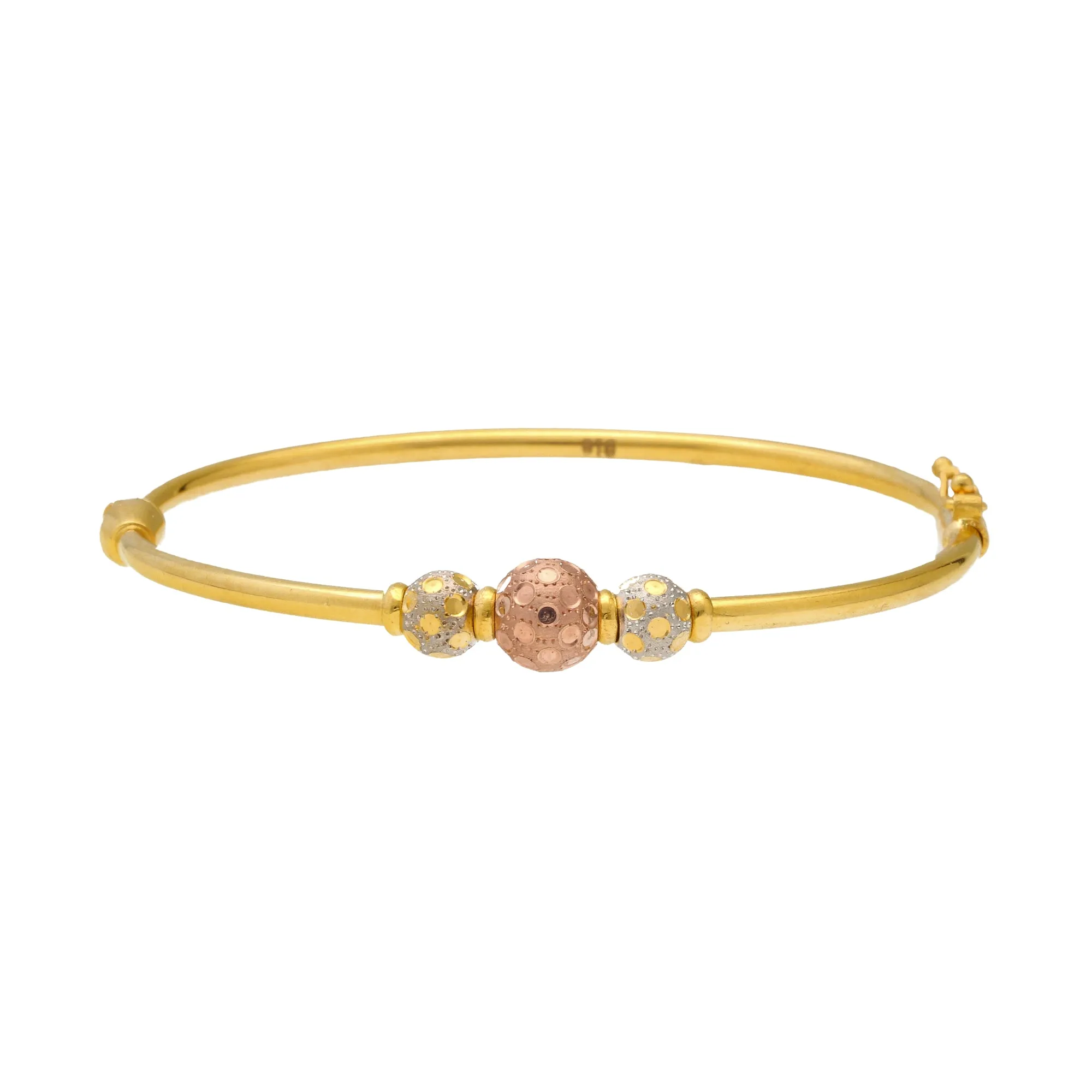 22K Multi-Tone Gold Ball Bead Bangle (10.3gm)