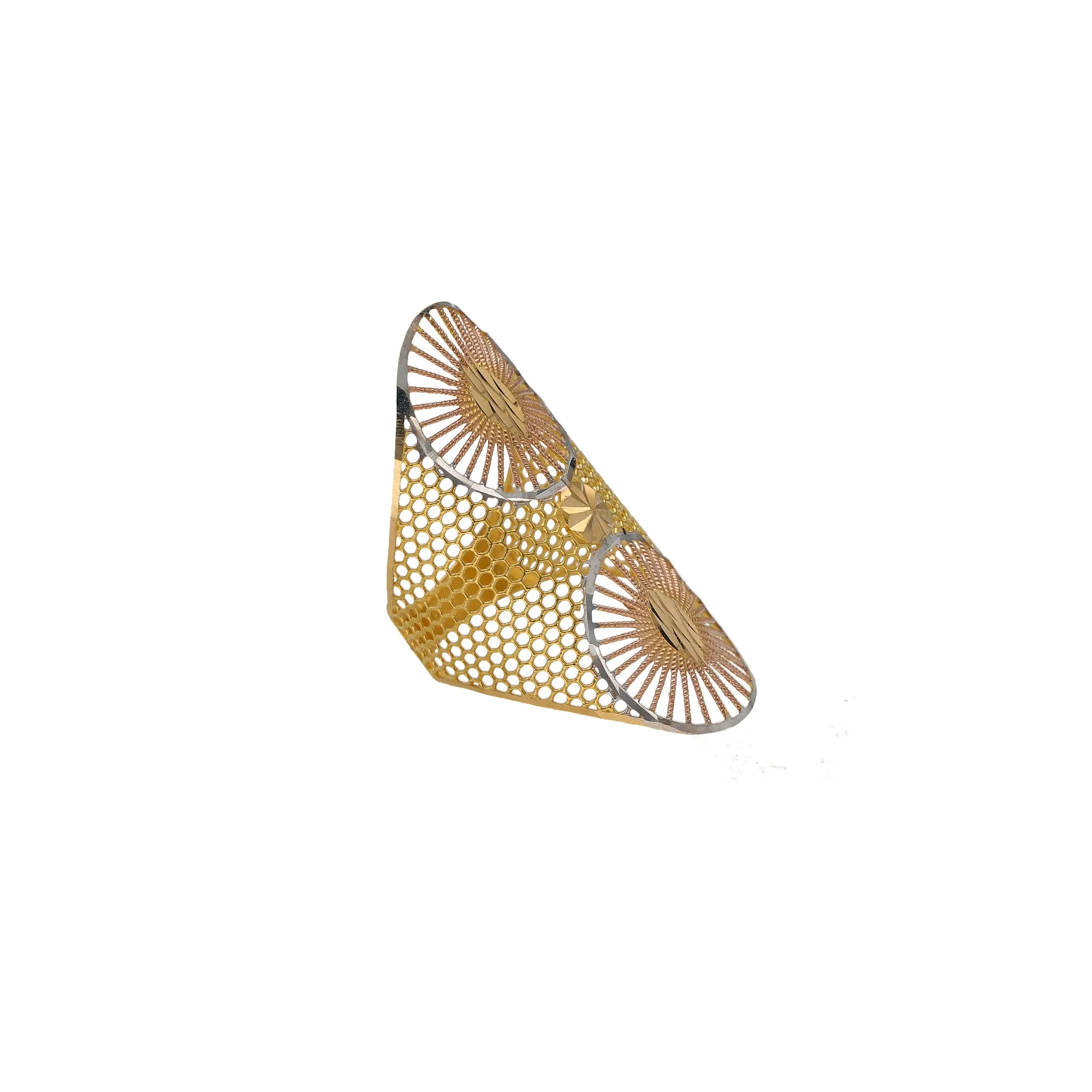 22K Multi-Tone Gold Shield Ring (4.6gm)