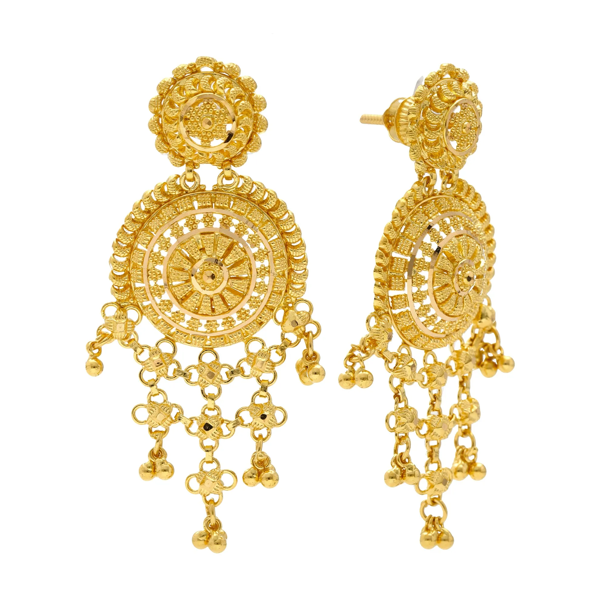 22K Yellow Gold Beaded Filigree Jewelry Set (62.9gm)