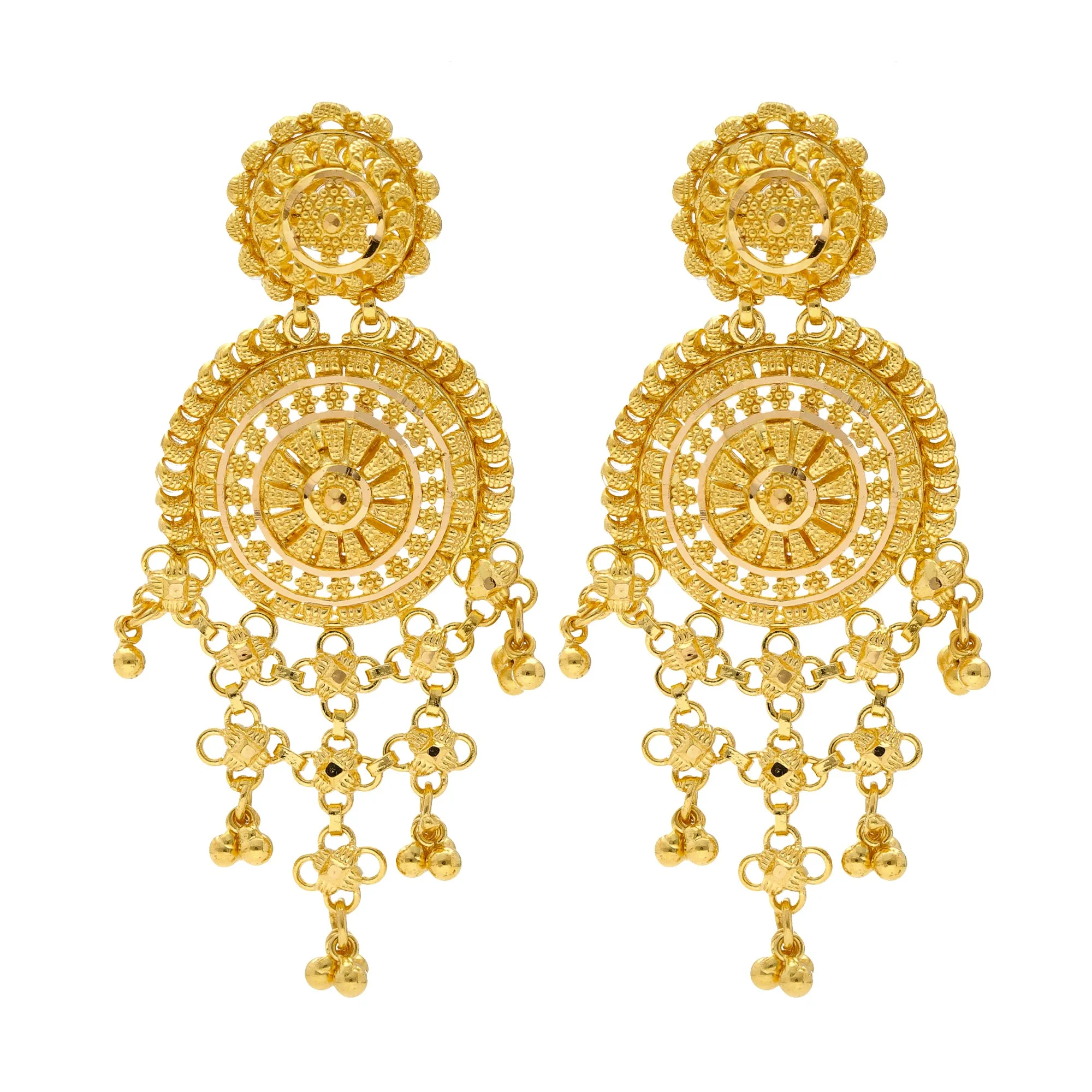 22K Yellow Gold Beaded Filigree Jewelry Set (62.9gm)