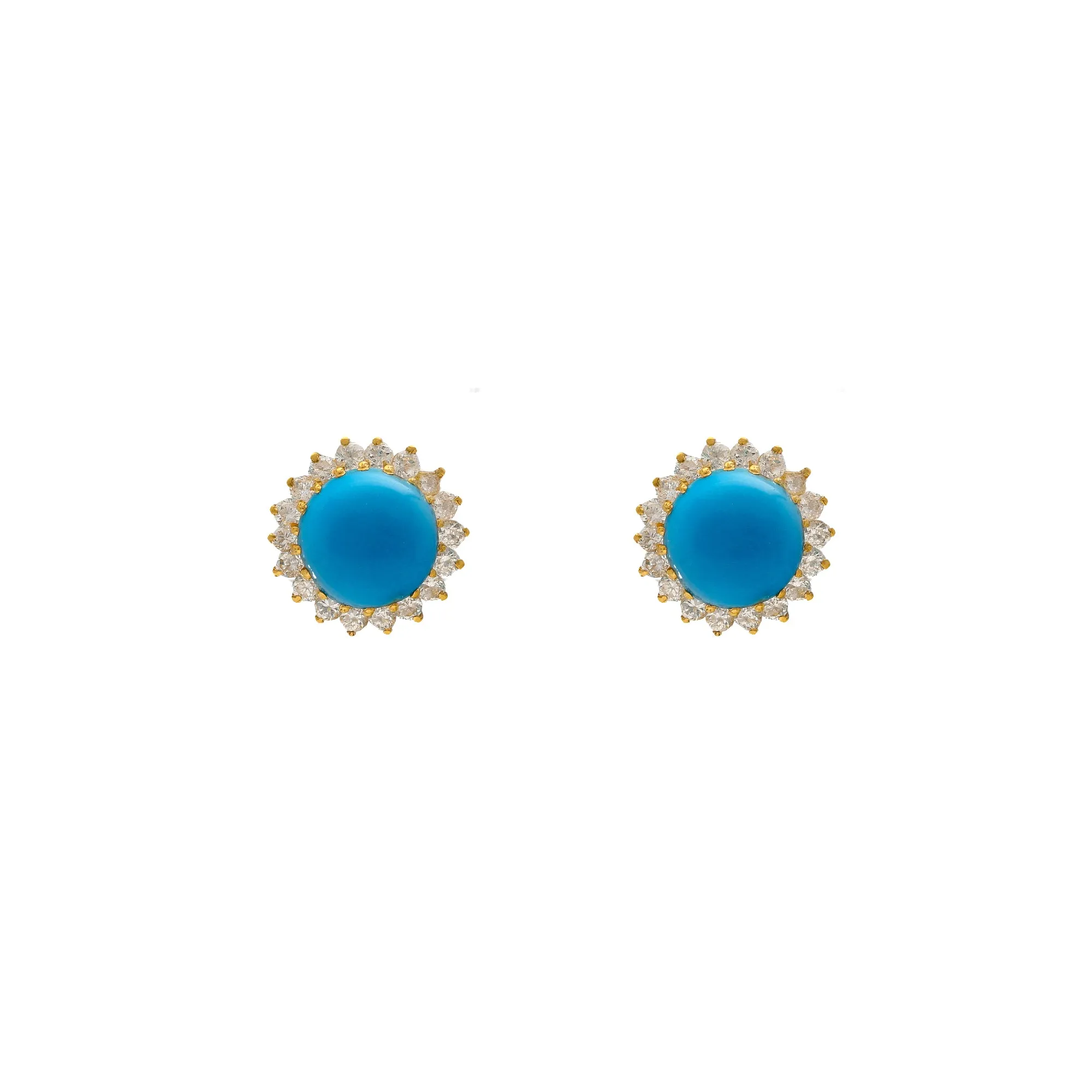 22K Yellow Gold Blue Earrings (8.6gm)