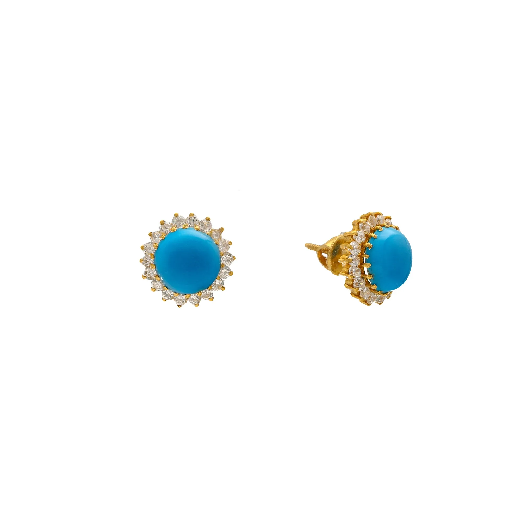 22K Yellow Gold Blue Earrings (8.6gm)