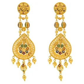 22K Yellow Gold Meenakari Earrings (21.2gm)