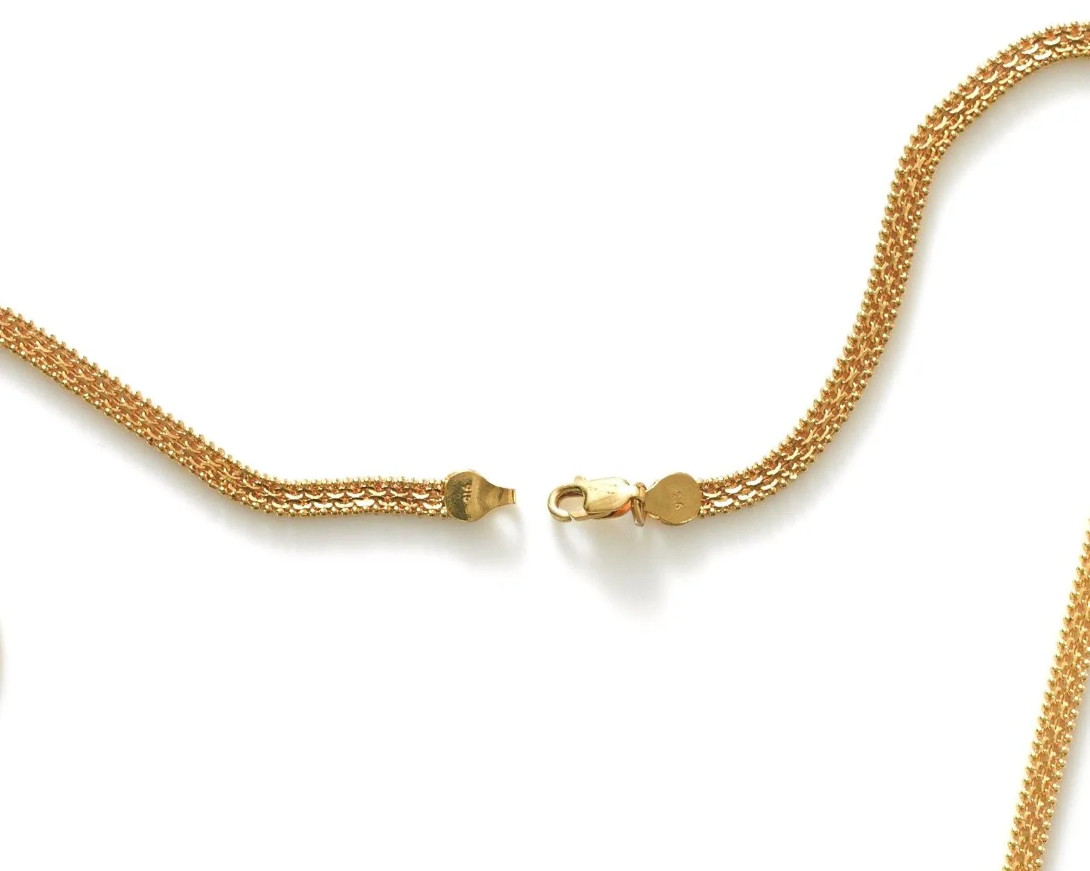 22K Yellow Gold Men's Flat Chain W/ Double Link & Ball Chain, 22 Inches