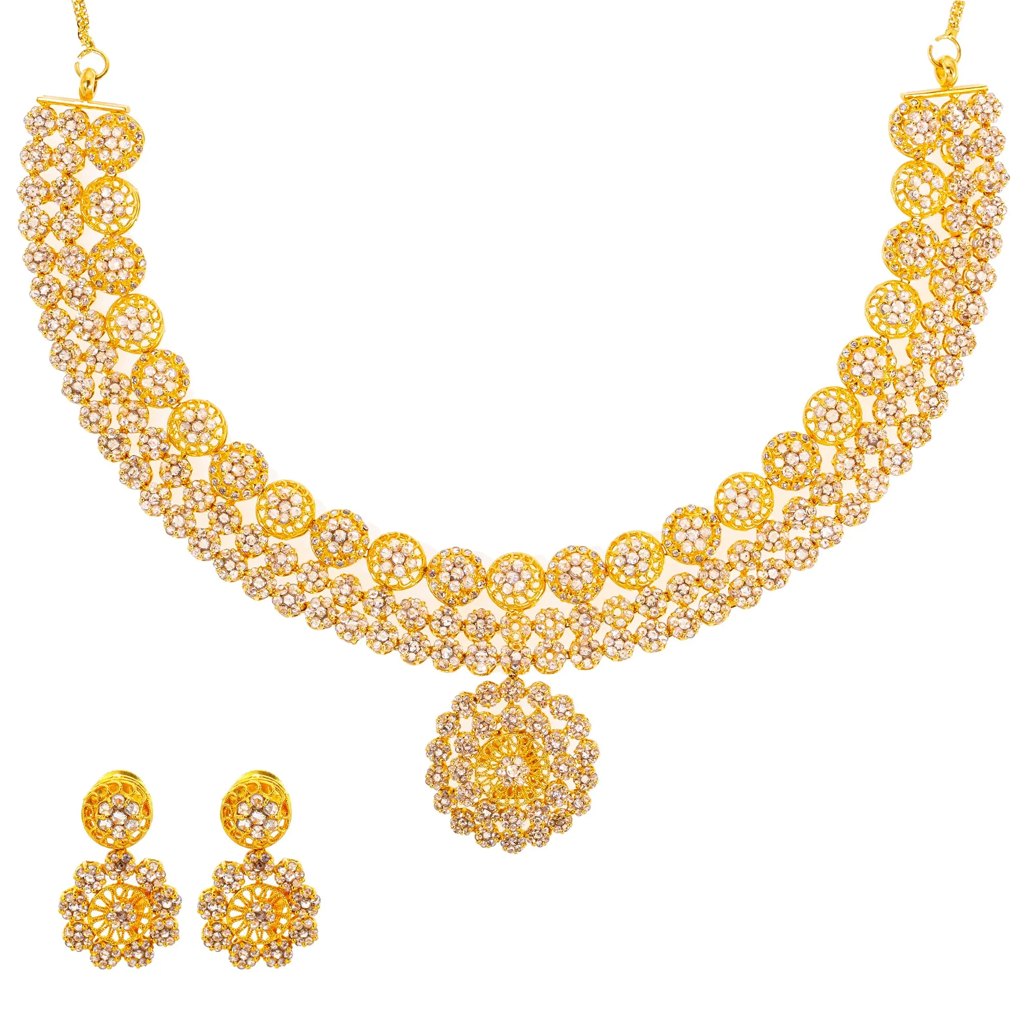 22K Yellow Gold Uncut Diamond Jewelry Set (78.6 grams)