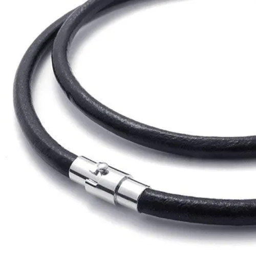 3mm Men Women Genuine Leather Cord Necklace Chain Black