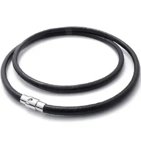 3mm Men Women Genuine Leather Cord Necklace Chain Black