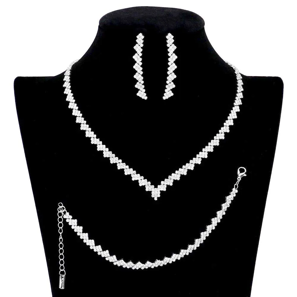 3PCS Rhinestone Pave Necklace Jewelry Set