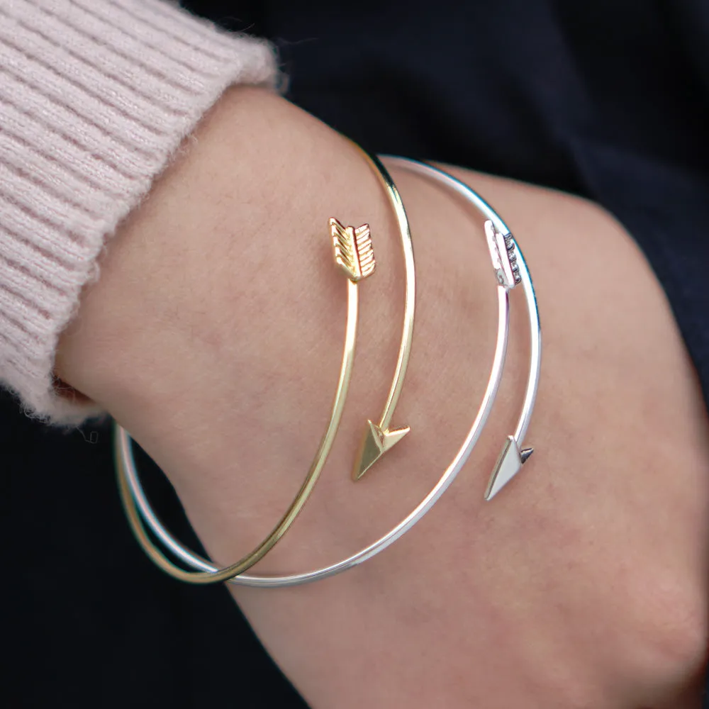 60mm Brass Arrow Cuff Bracelet adjustable Delicate arrow bangle bracelet Arrow Jewelry simple jewelry plated gold 1pcs