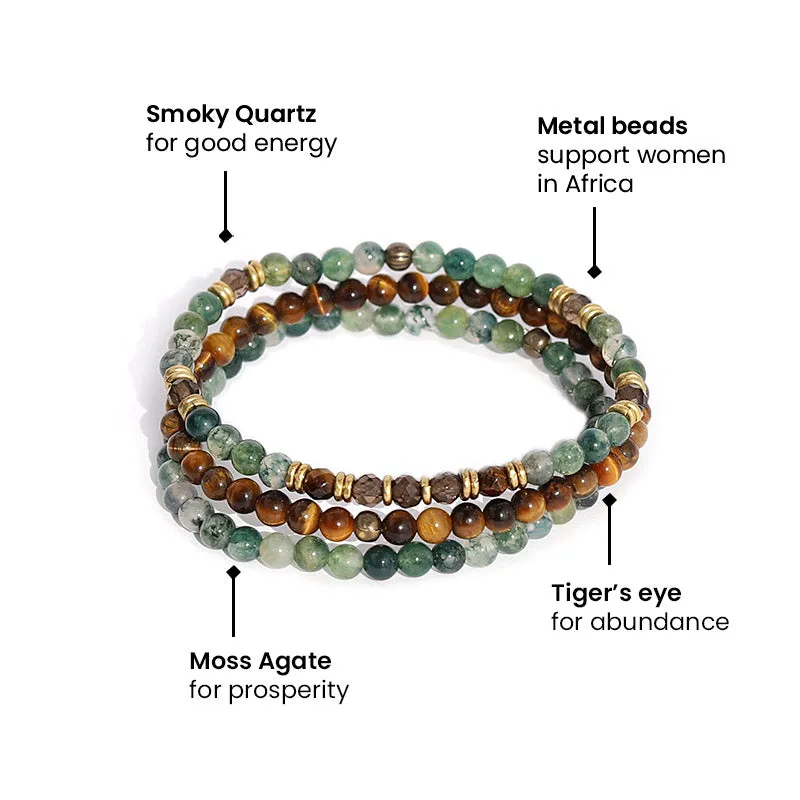 Abundance Moss Agate and Tiger's Eye Jewelry Bundle