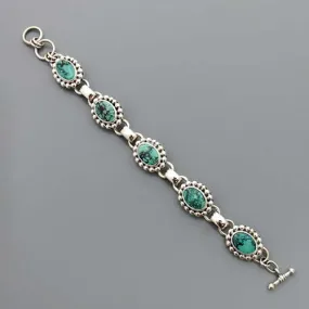 Adjustable Handmade Sterling Silver Turquoise Link Bracelet