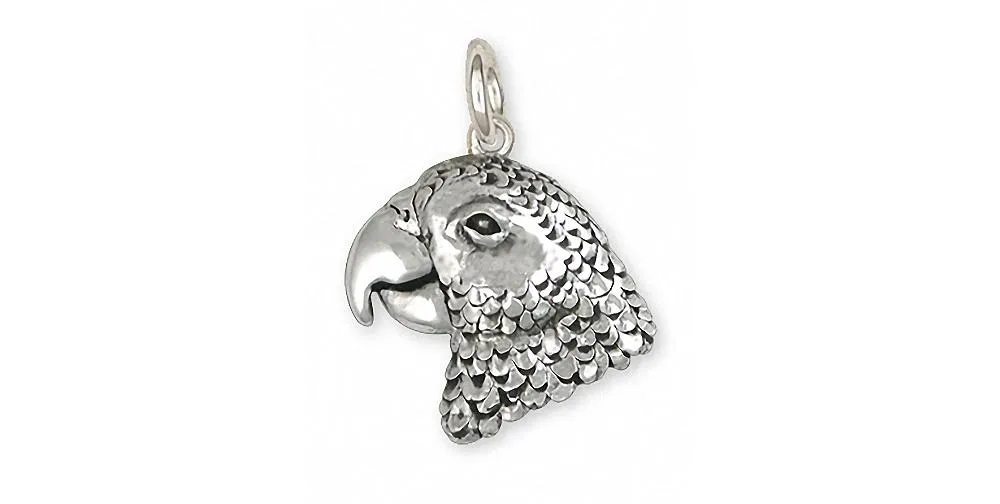 African Grey Charm Jewelry Sterling Silver Handmade Parrot Charm AFG2X-C