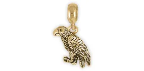 African Grey Jewelry 14k Gold Handmade African Grey Charm Slide This Charm Will Fit A Pandora? Slide Bracelet AFG13X-PNSG