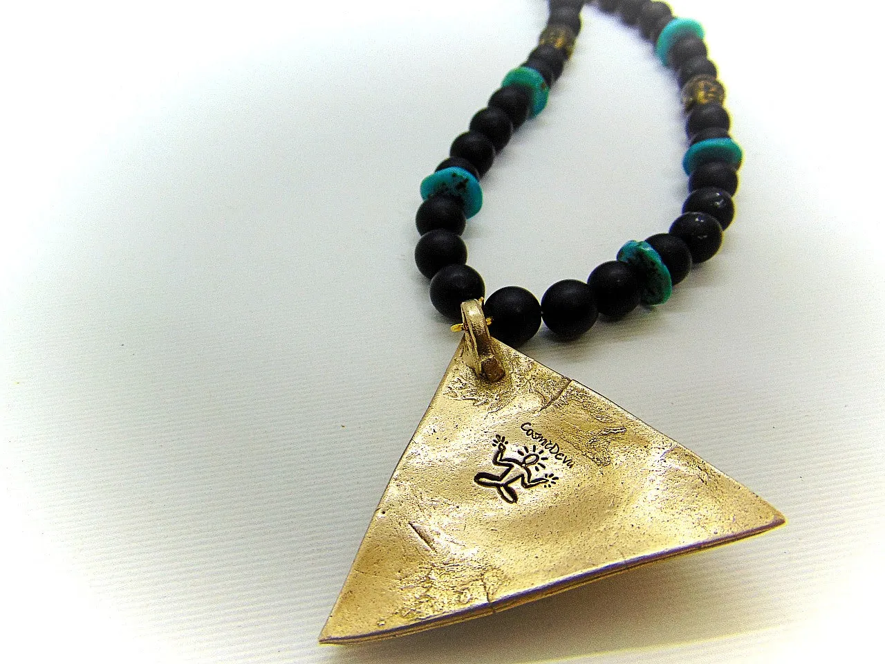 All Seeing Eye With Turquoise  Bronze Necklace