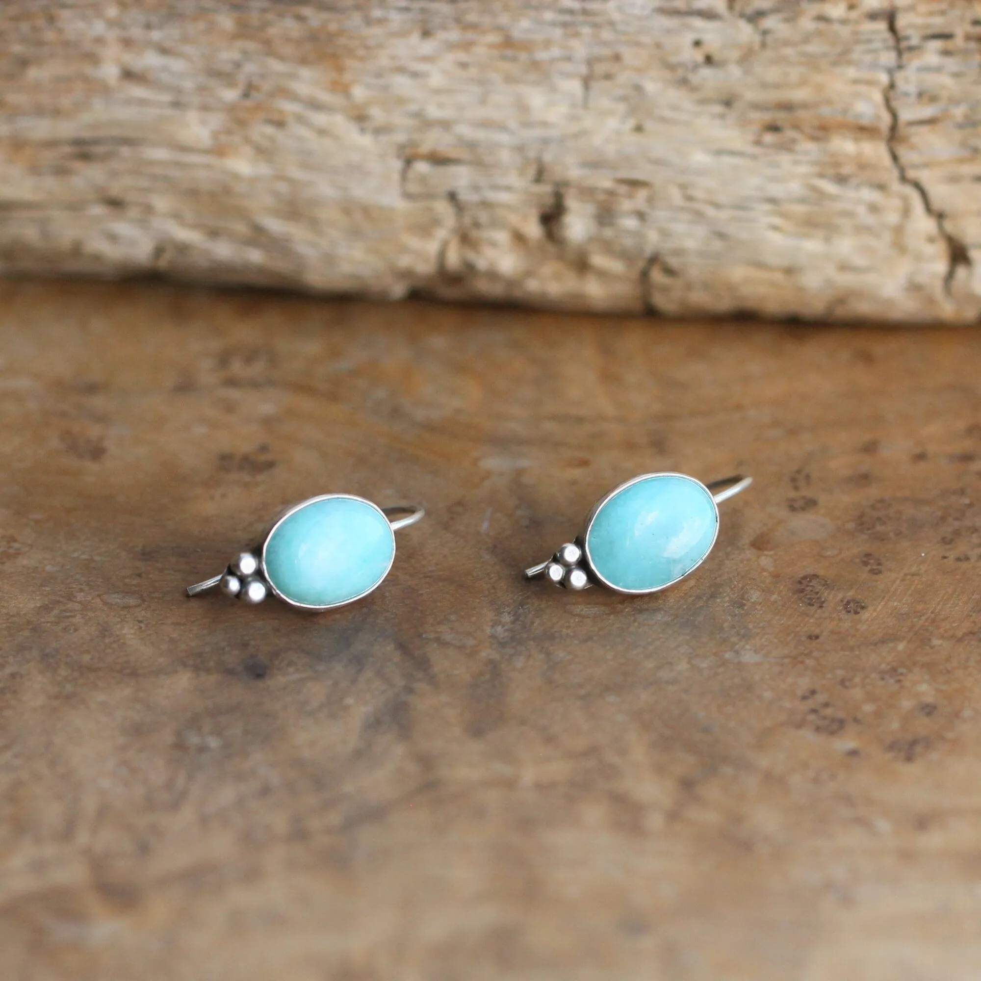 Amazonite Piper Earrings - Boho Amazonite Drop Earrings - Robins Egg Blue - Silversmith