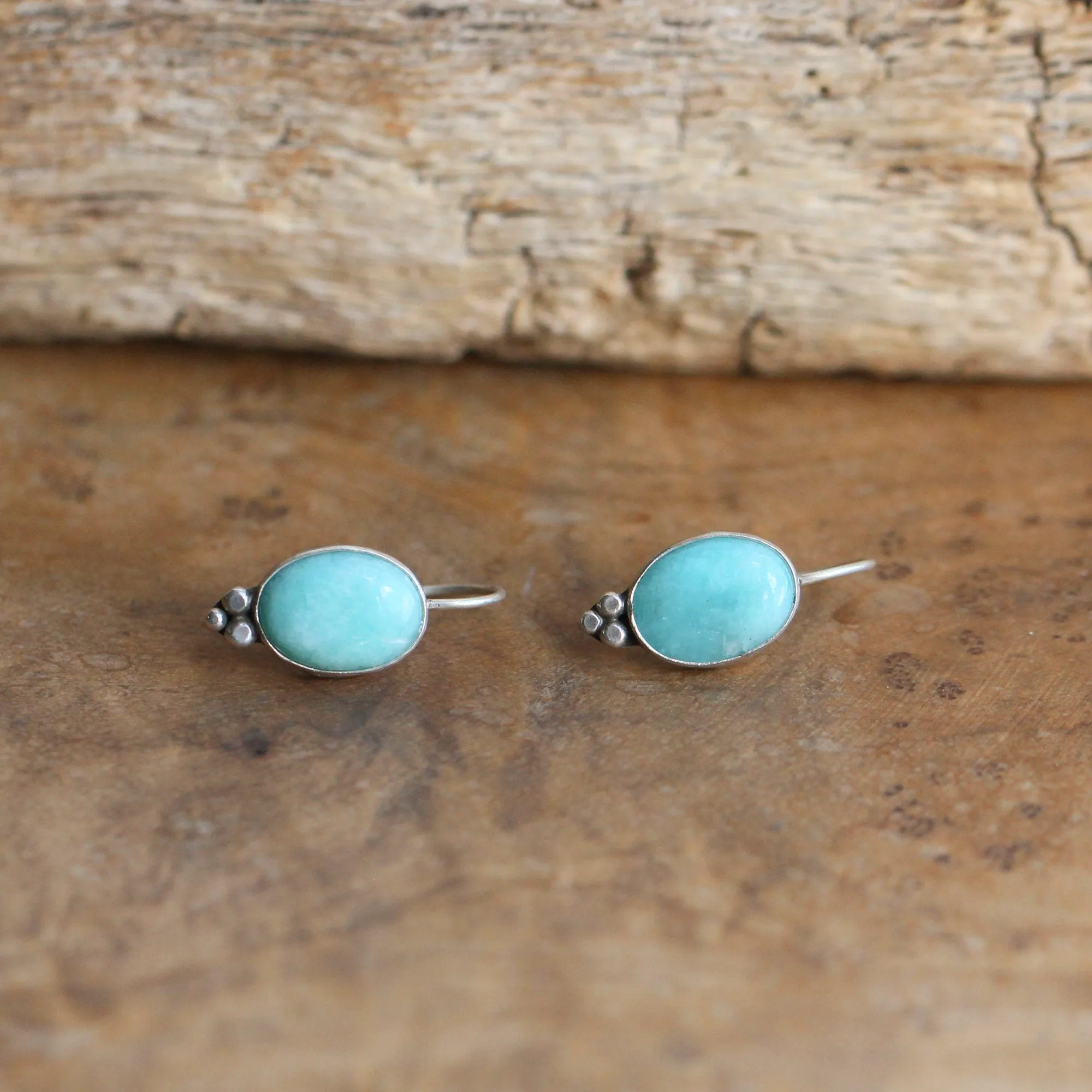 Amazonite Piper Earrings - Boho Amazonite Drop Earrings - Robins Egg Blue - Silversmith